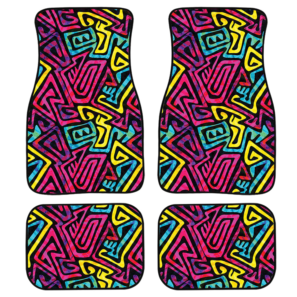 Psychedelic Funky Pattern Print Front And Back Car Floor Mats/ Front Car Mat