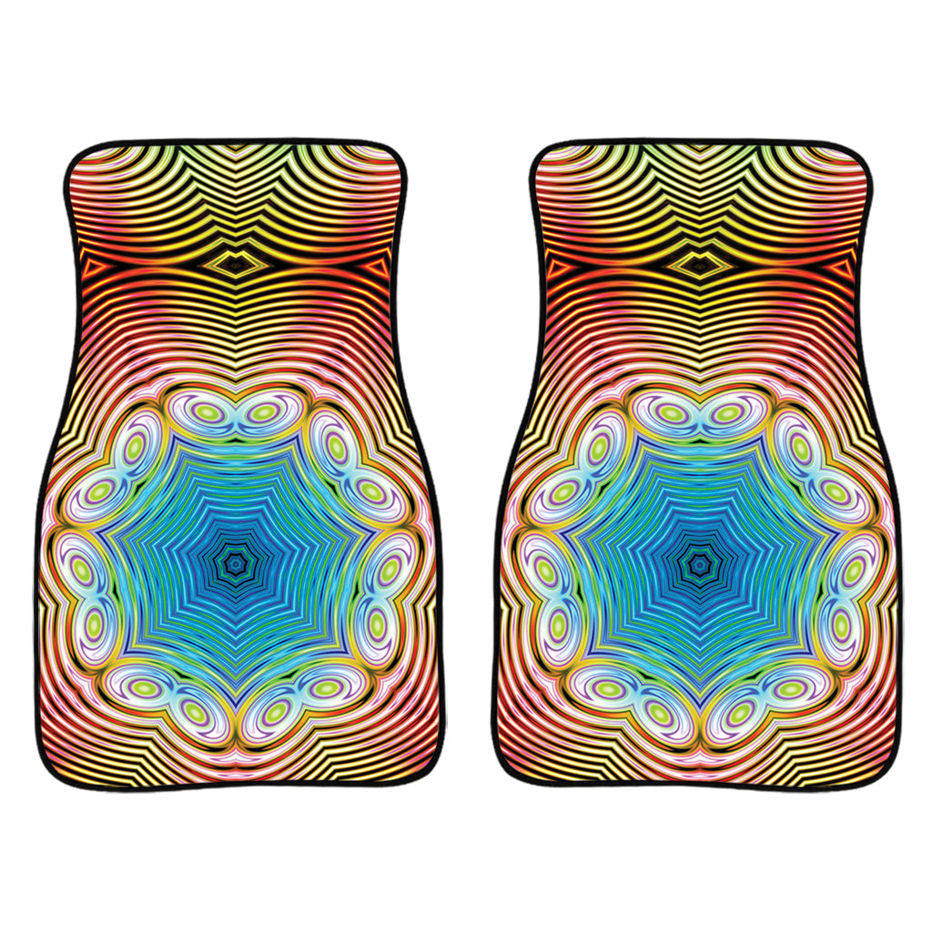 Psychedelic Kaleidoscope Print Front And Back Car Floor Mats/ Front Car Mat