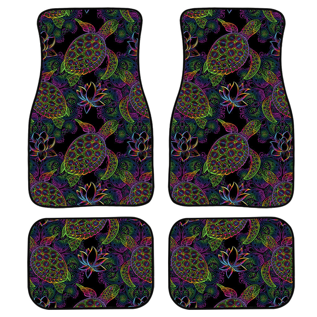 Psychedelic Sea Turtle Pattern Print Front And Back Car Floor Mats/ Front Car Mat
