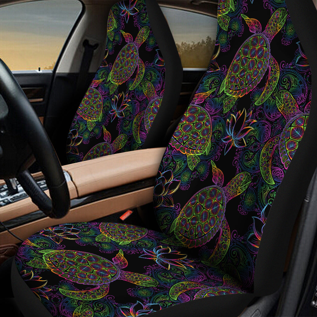 Psychedelic Sea Turtle Pattern Print Universal Fit Car Seat Covers