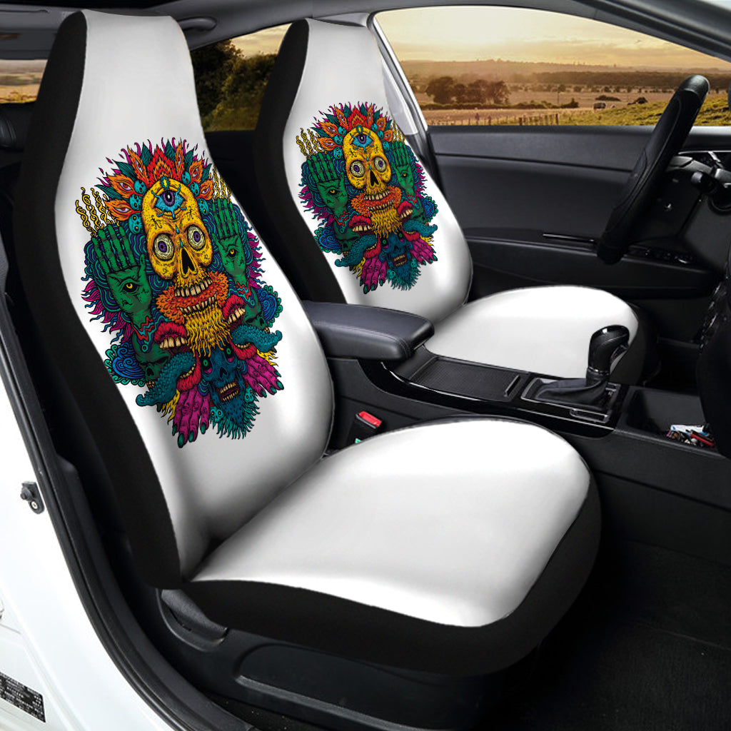 Psychedelic Skull Print Universal Fit Car Seat Covers