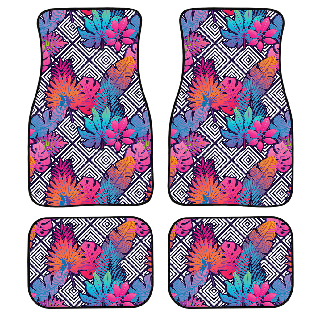 Psychedelic Tropical Aloha Pattern Print Front And Back Car Floor Mats/ Front Car Mat