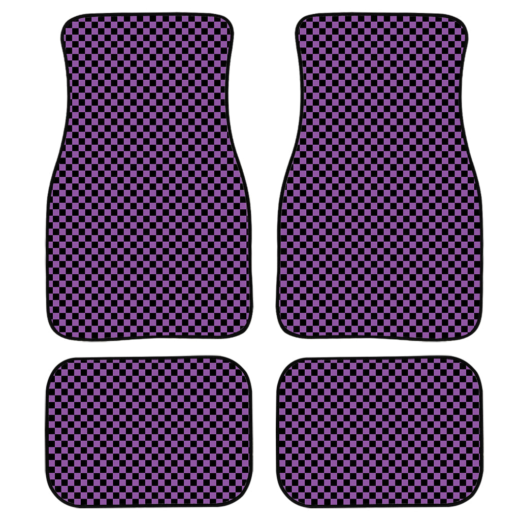 Purple And Black Checkered Pattern Print Front And Back Car Floor Mats/ Front Car Mat