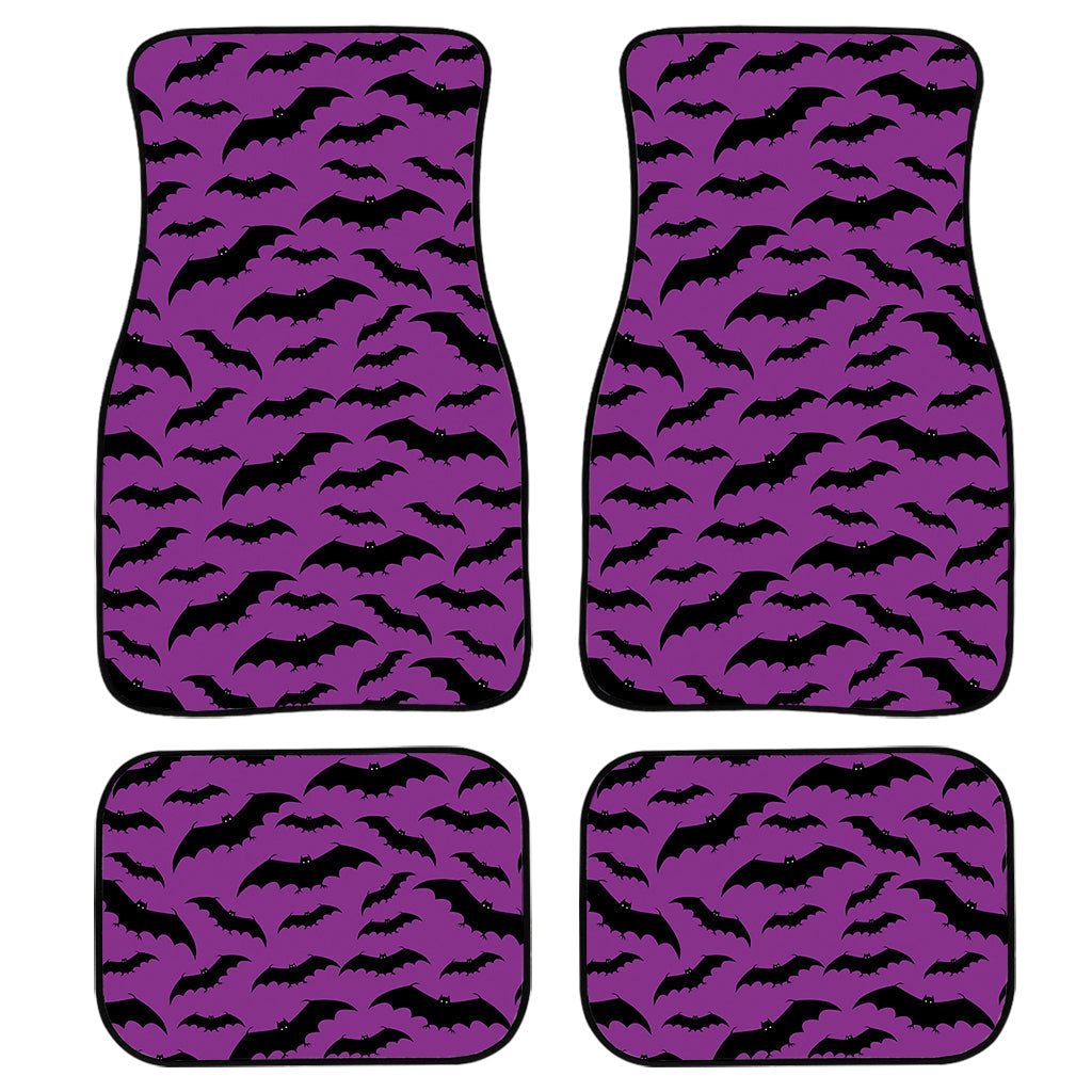 Purple And Black Halloween Bat Print Front And Back Car Floor Mats/ Front Car Mat