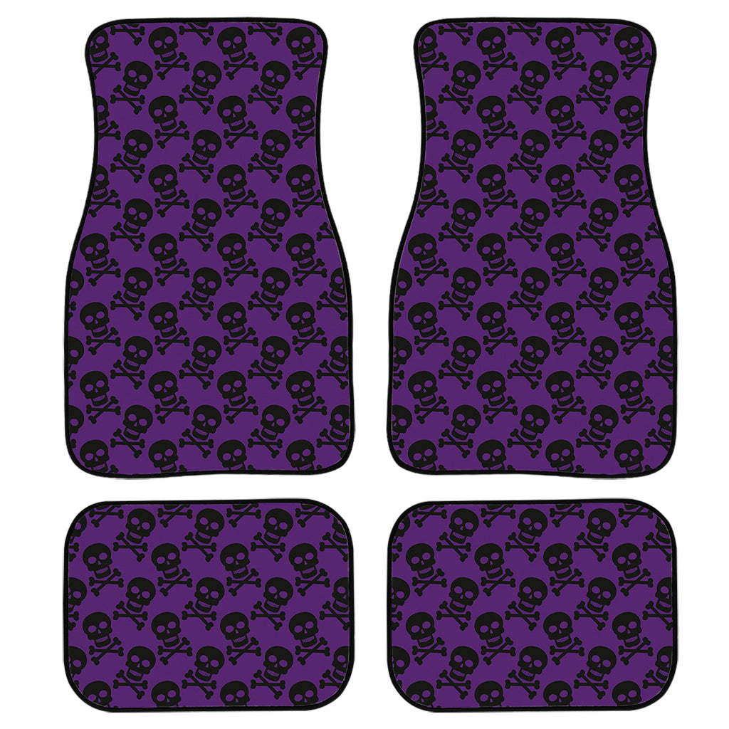 Purple And Black Halloween Skull Print Front And Back Car Floor Mats/ Front Car Mat