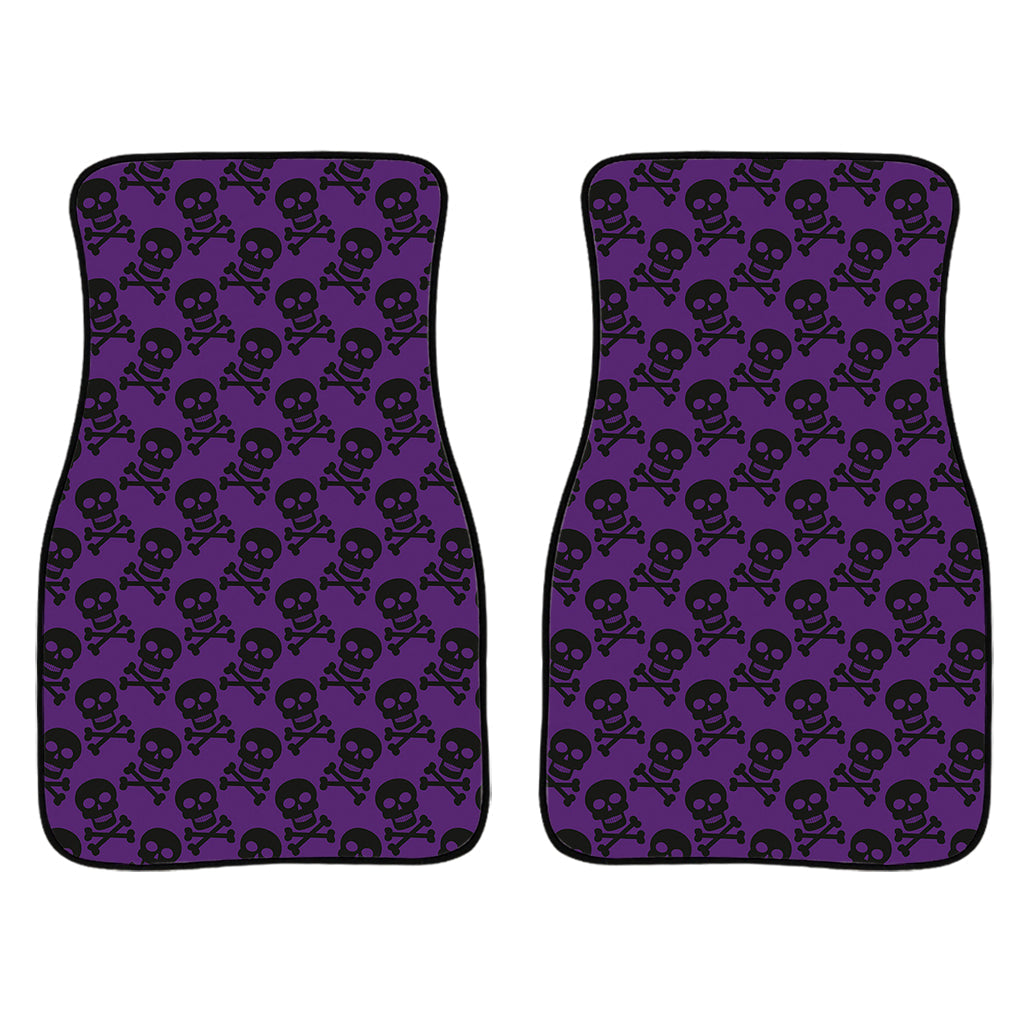 Purple And Black Halloween Skull Print Front And Back Car Floor Mats/ Front Car Mat