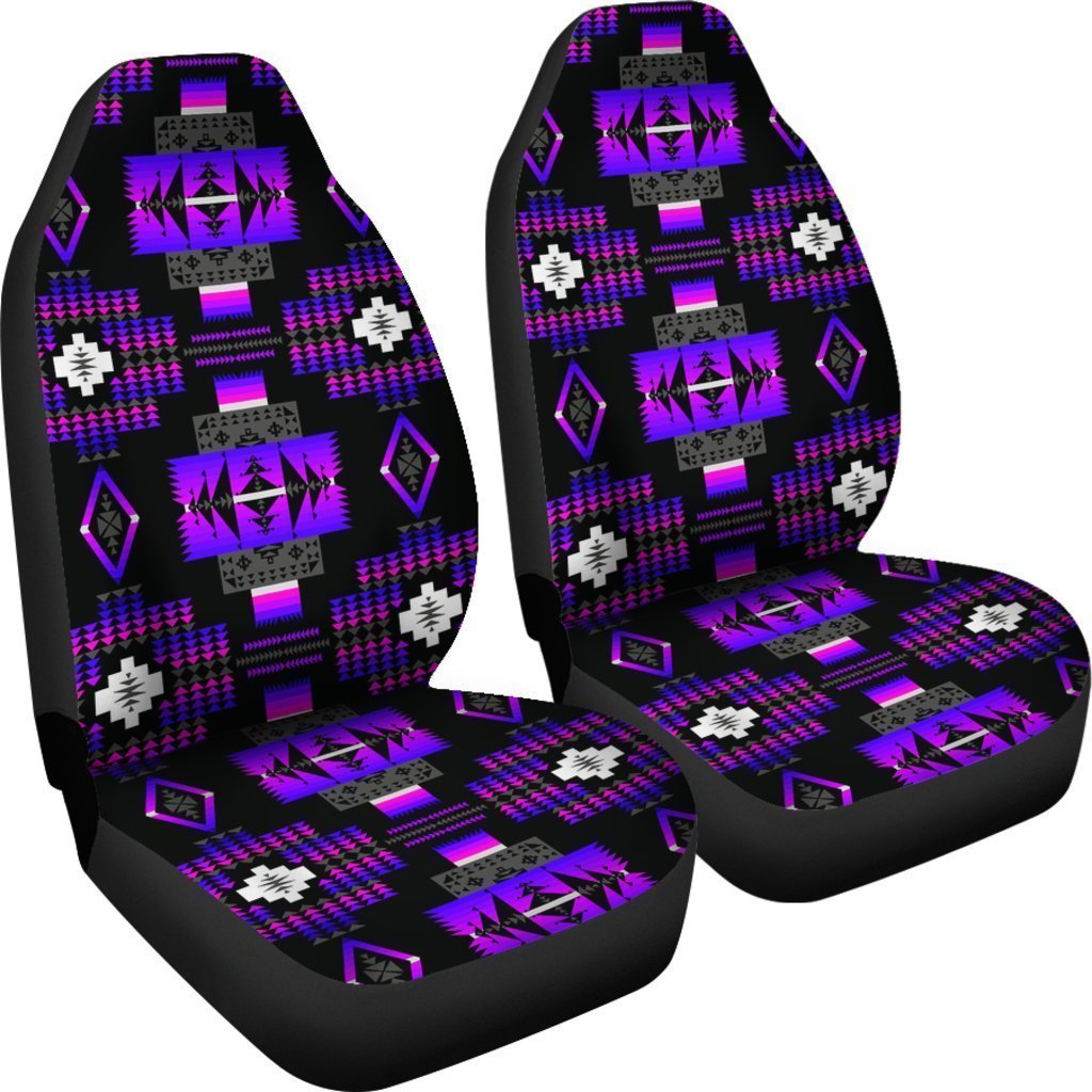 Purple And Black Native Tribal Universal Fit Car Seat Covers