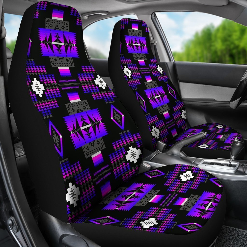 Purple And Black Native Tribal Universal Fit Car Seat Covers