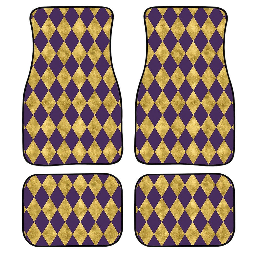 Purple And Gold Harlequin Pattern Print Front And Back Car Floor Mats/ Front Car Mat
