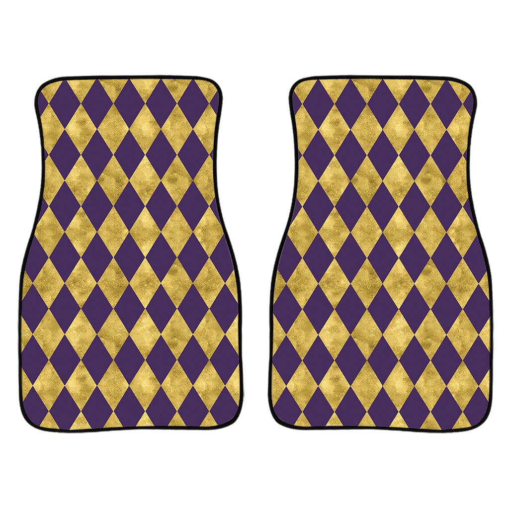 Purple And Gold Harlequin Pattern Print Front And Back Car Floor Mats/ Front Car Mat