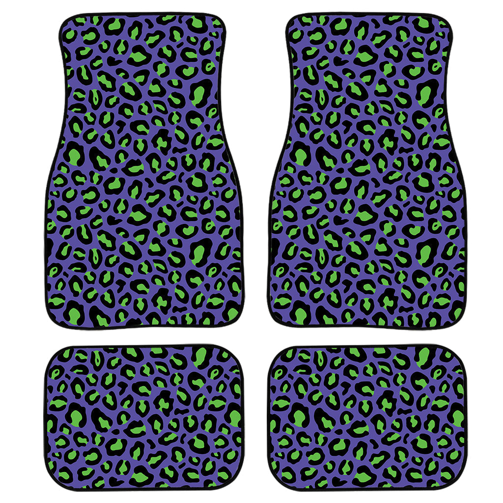 Purple And Green Leopard Pattern Print Front And Back Car Floor Mats/ Front Car Mat