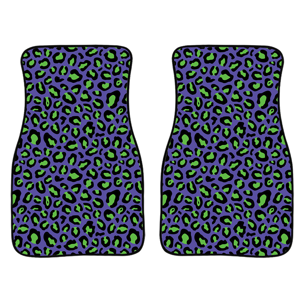 Purple And Green Leopard Pattern Print Front And Back Car Floor Mats/ Front Car Mat