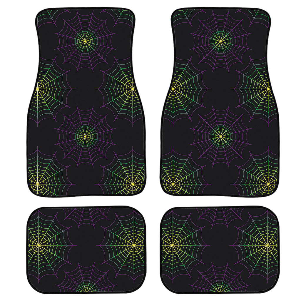 Purple And Green Spider Web Print Front And Back Car Floor Mats/ Front Car Mat