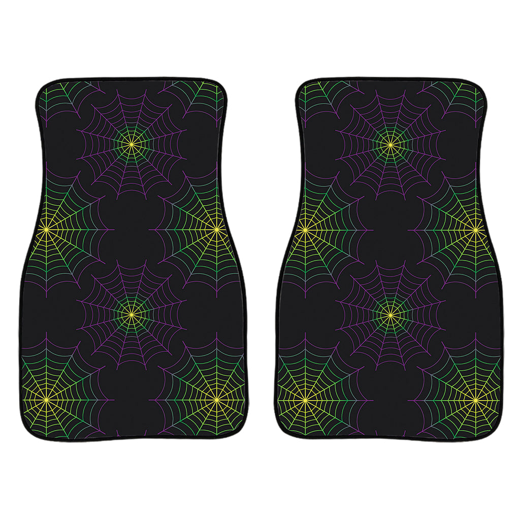 Purple And Green Spider Web Print Front And Back Car Floor Mats/ Front Car Mat