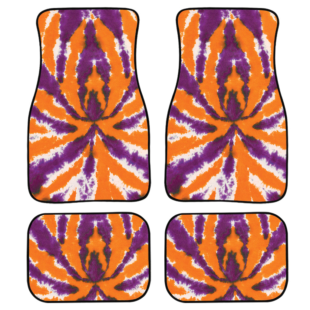 Purple And Orange Spider Tie Dye Print Front And Back Car Floor Mats/ Front Car Mat