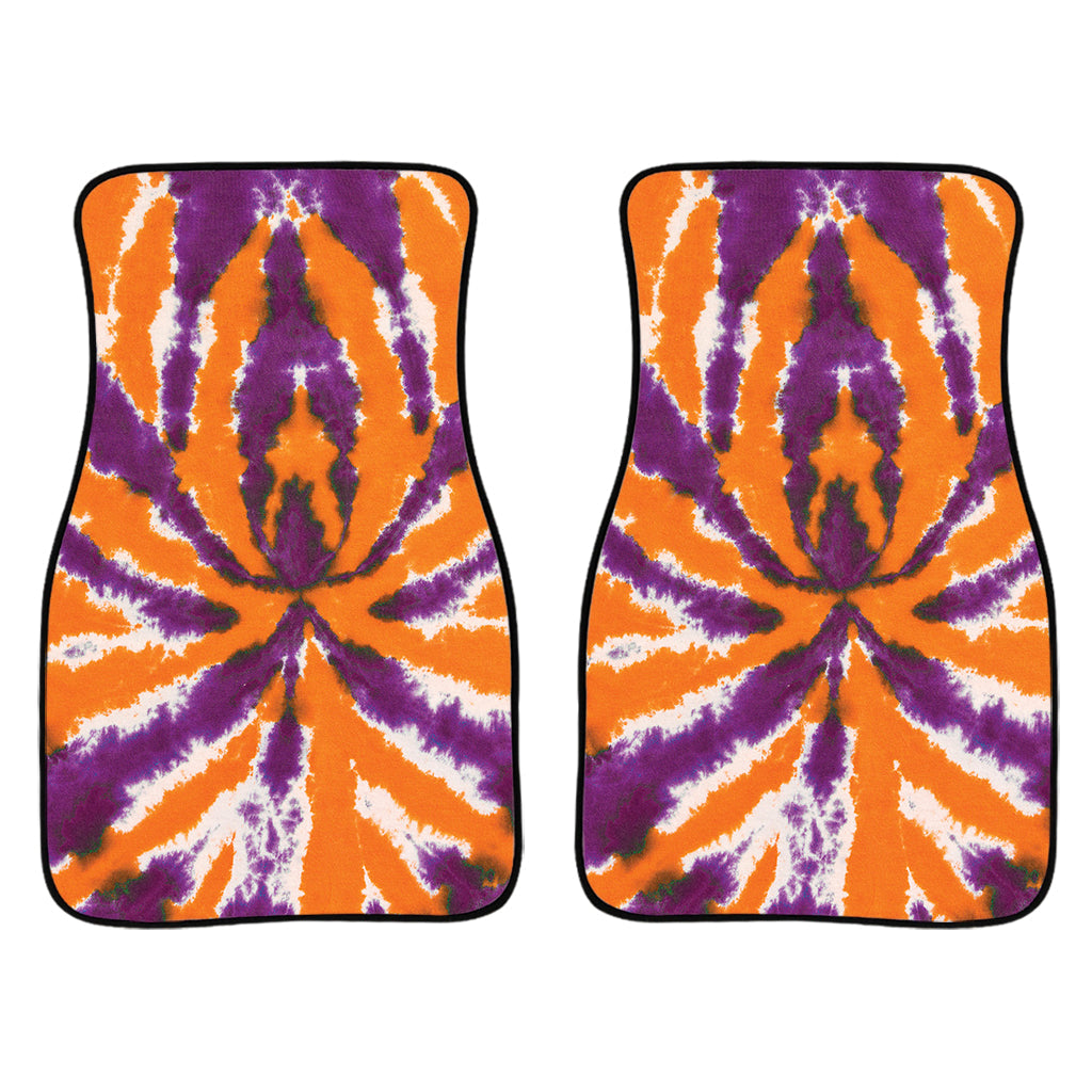 Purple And Orange Spider Tie Dye Print Front And Back Car Floor Mats/ Front Car Mat