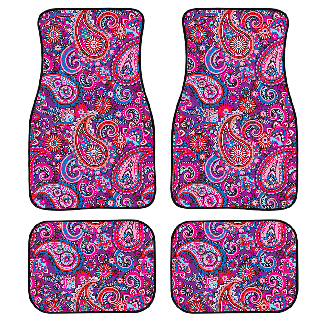 Purple And Pink Paisley Pattern Print Front And Back Car Floor Mats/ Front Car Mat