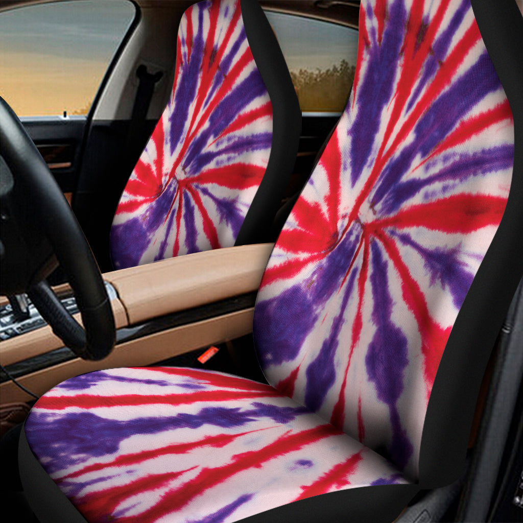 Purple And Red Spider Tie Dye Print Universal Fit Car Seat Covers