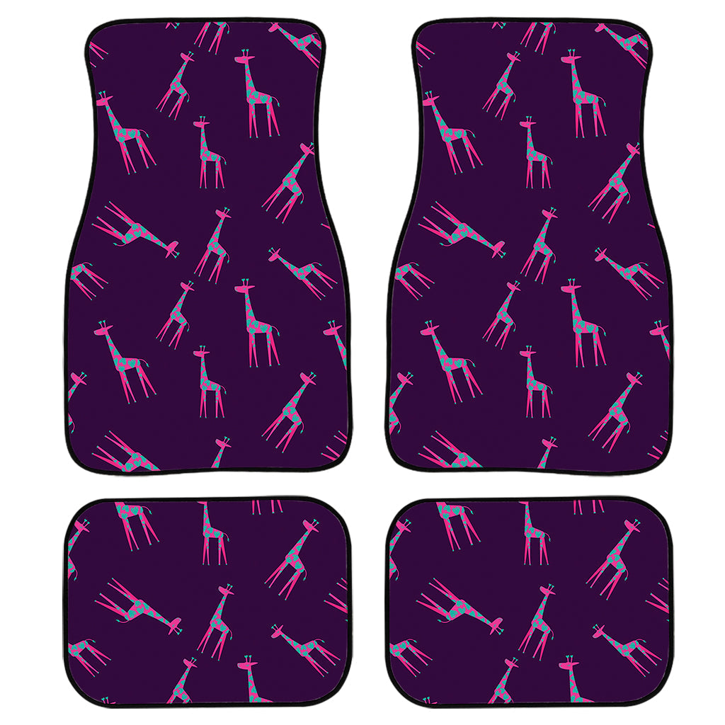 Purple And Teal Giraffe Pattern Print Front And Back Car Floor Mats/ Front Car Mat