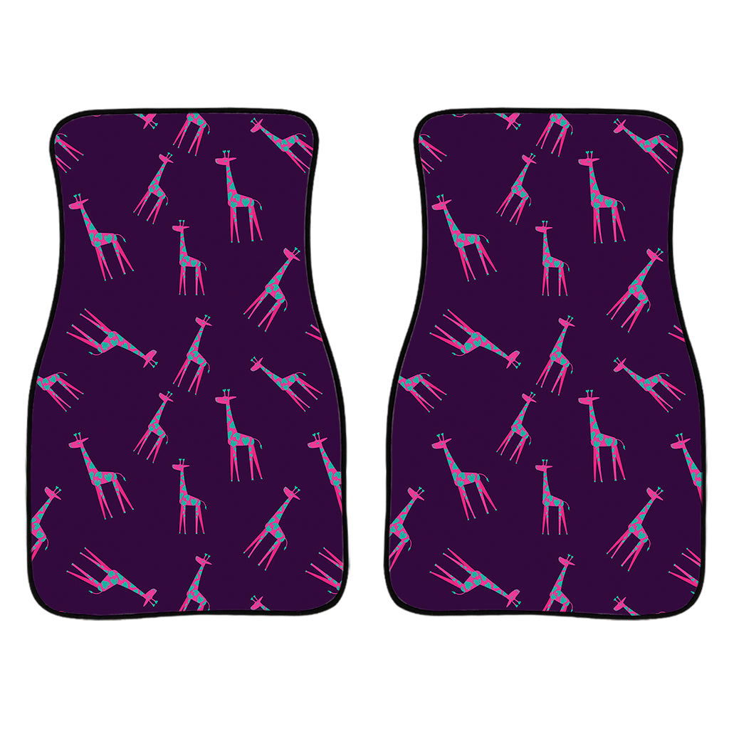 Purple And Teal Giraffe Pattern Print Front And Back Car Floor Mats/ Front Car Mat