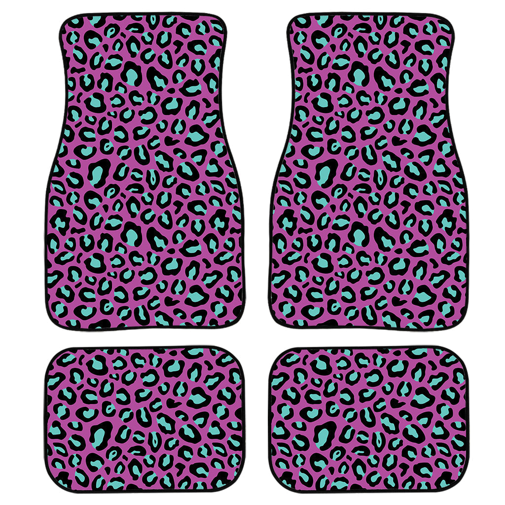 Purple And Teal Leopard Pattern Print Front And Back Car Floor Mats/ Front Car Mat