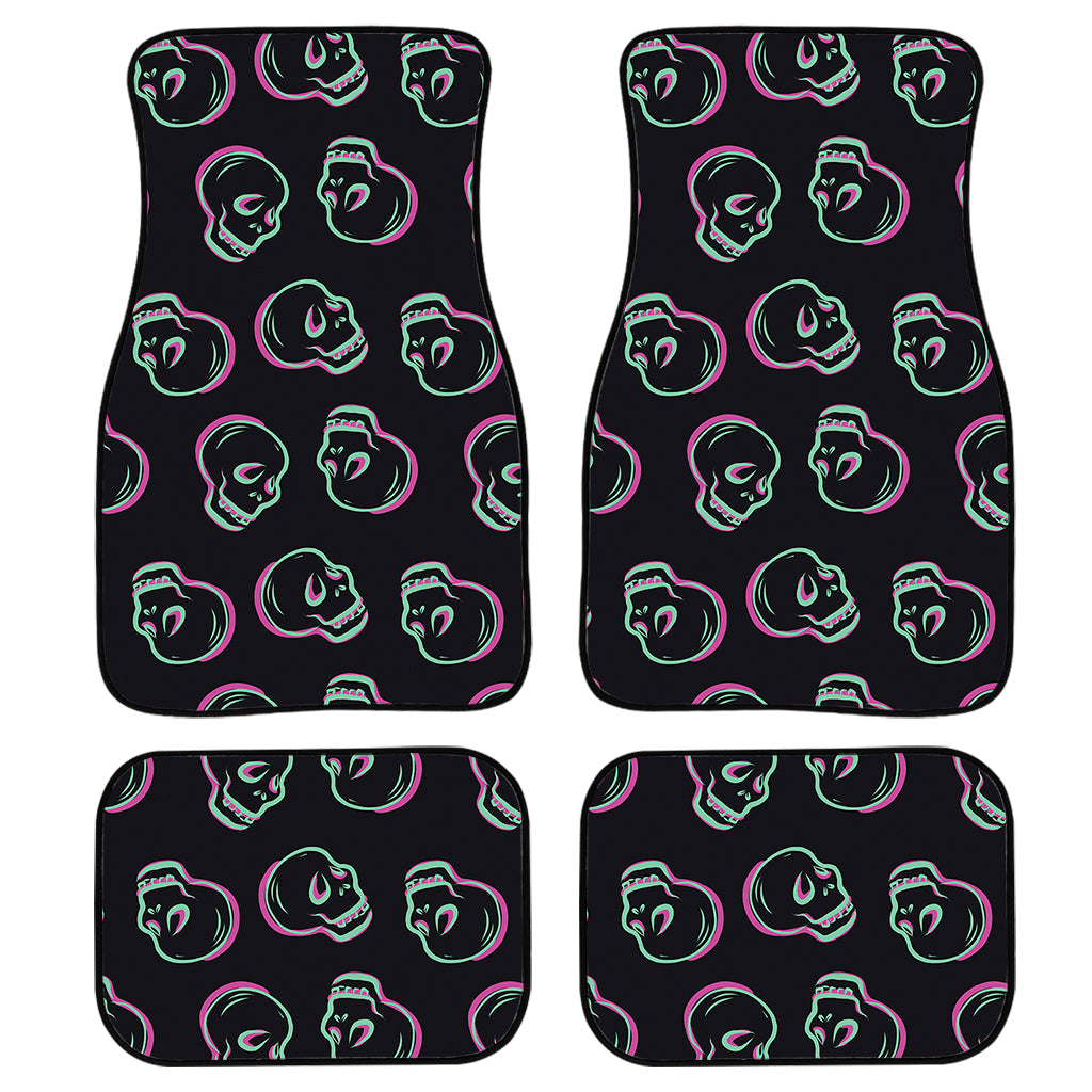 Purple And Teal Skull Pattern Print Front And Back Car Floor Mats/ Front Car Mat