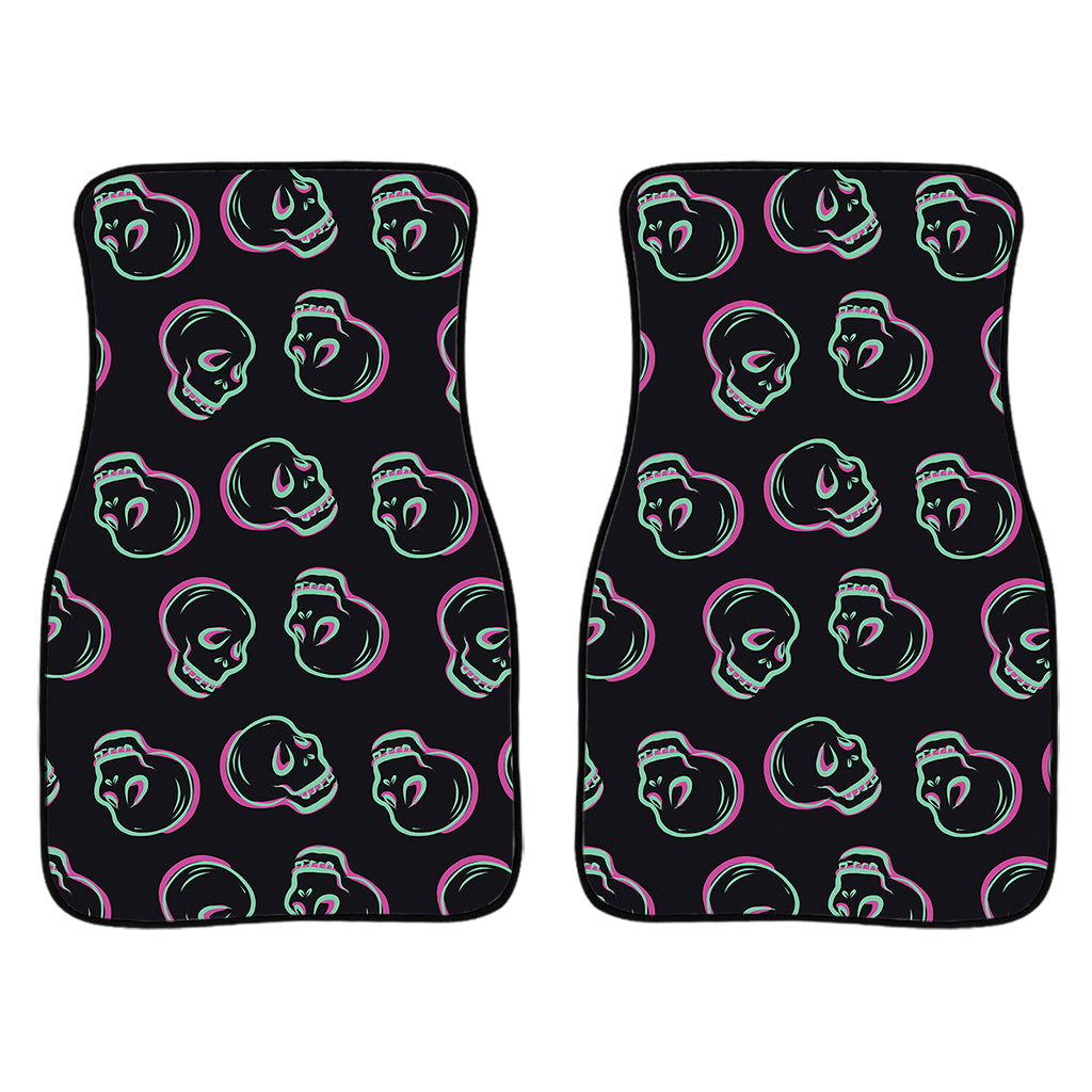 Purple And Teal Skull Pattern Print Front And Back Car Floor Mats/ Front Car Mat