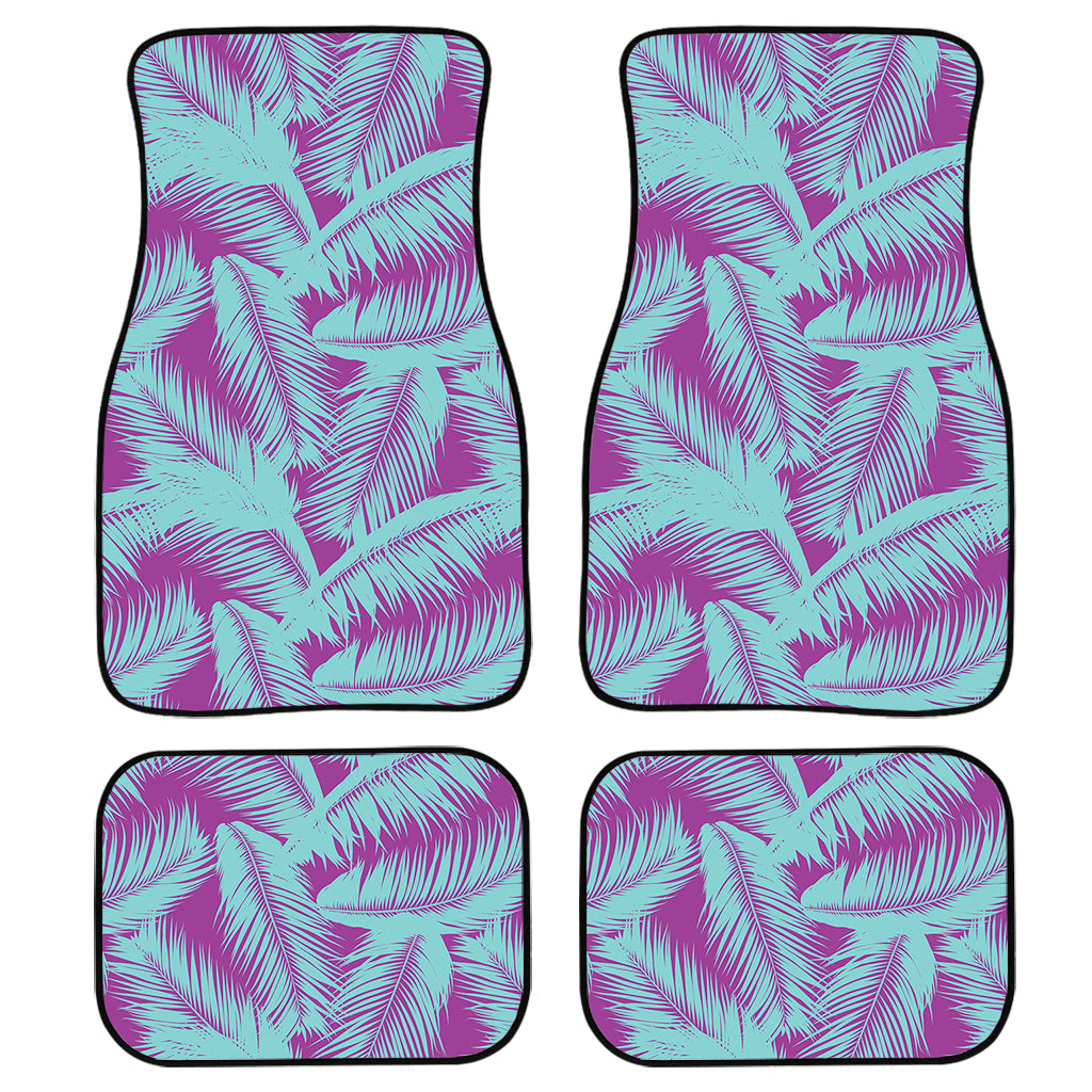 Purple And Teal Tropical Leaf Print Front And Back Car Floor Mats/ Front Car Mat