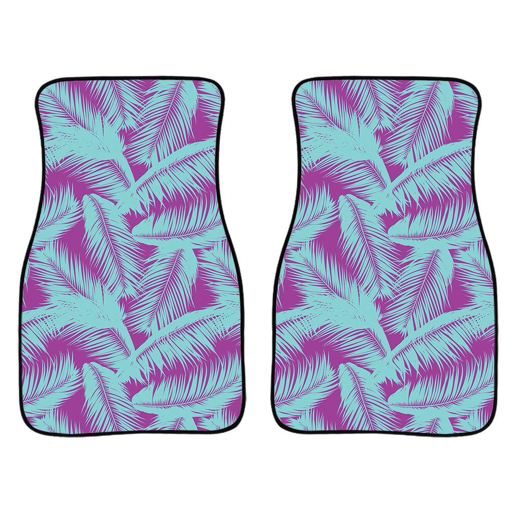 Purple And Teal Tropical Leaf Print Front And Back Car Floor Mats/ Front Car Mat