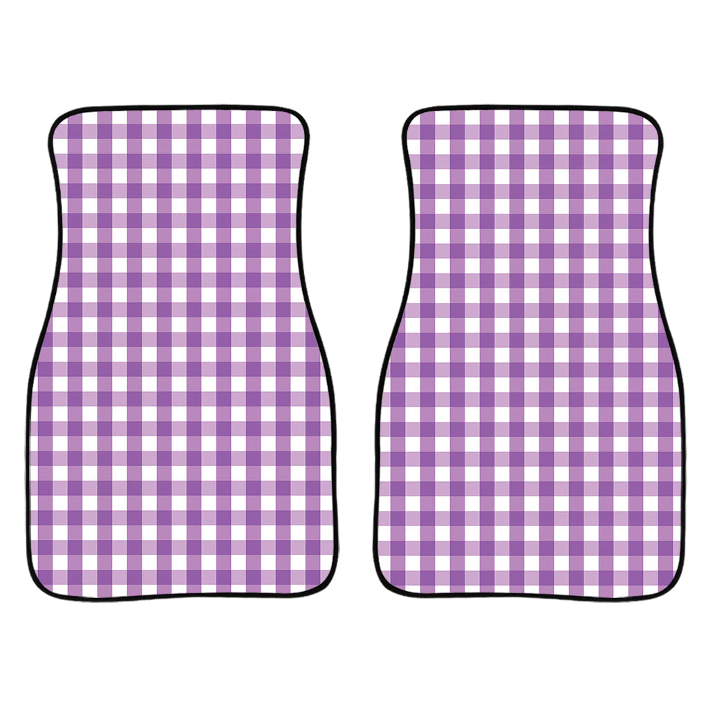 Purple And White Check Pattern Print Front And Back Car Floor Mats/ Front Car Mat