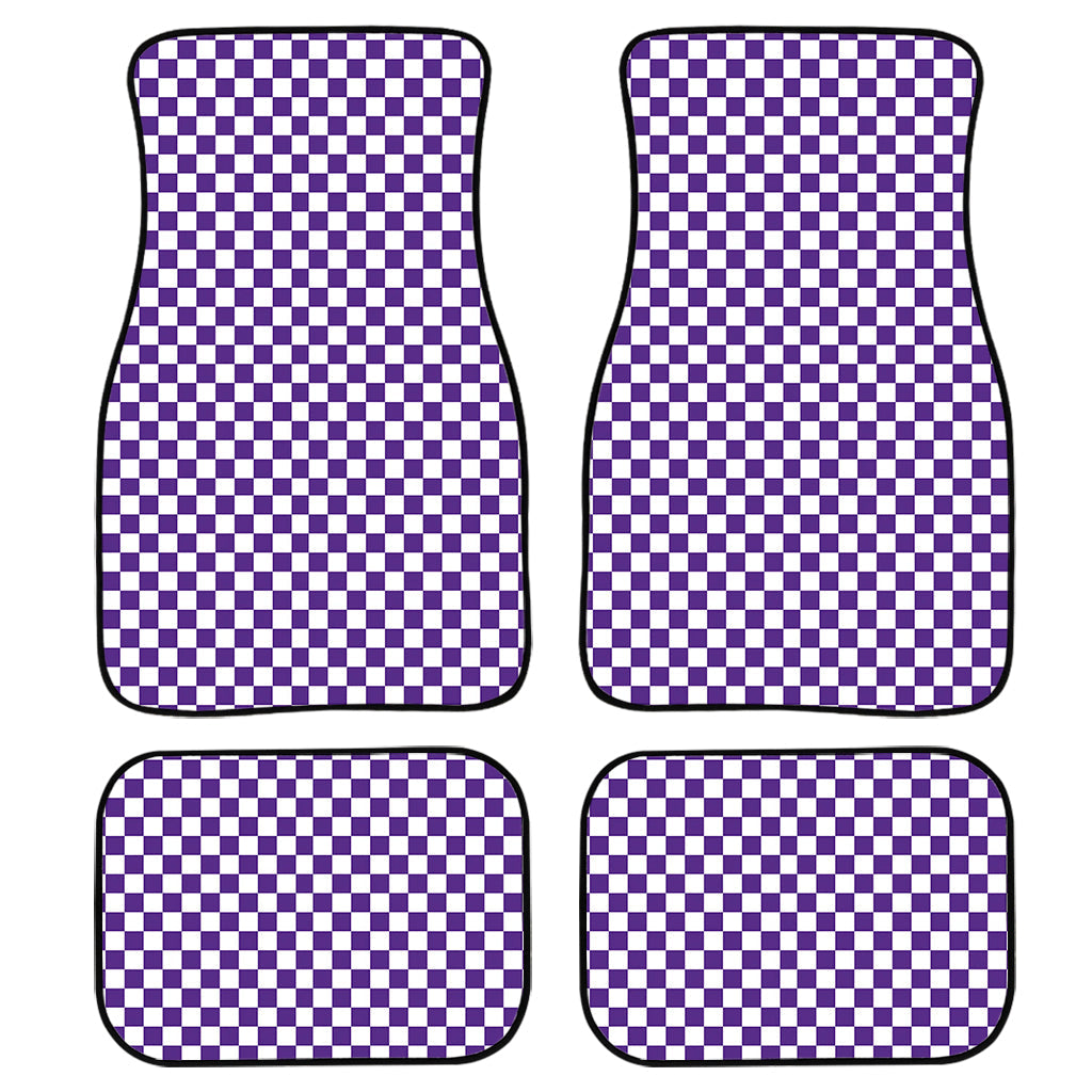 Purple And White Checkered Pattern Print Front And Back Car Floor Mats/ Front Car Mat