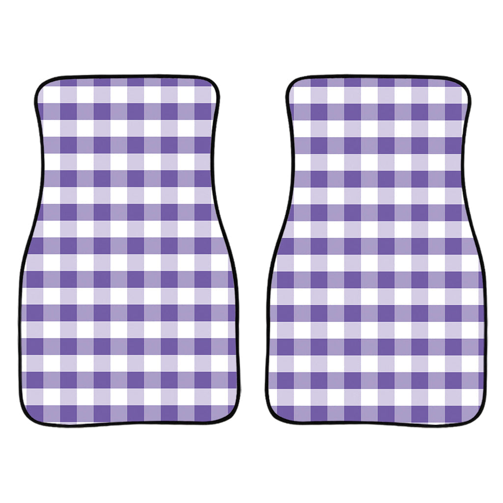Purple And White Gingham Pattern Print Front And Back Car Floor Mats/ Front Car Mat