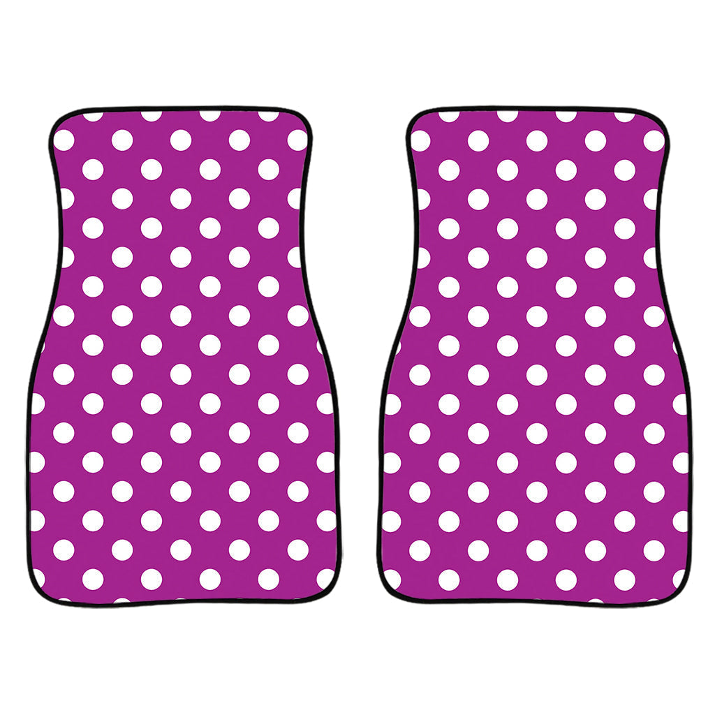 Purple And White Polka Dot Pattern Print Front And Back Car Floor Mats/ Front Car Mat