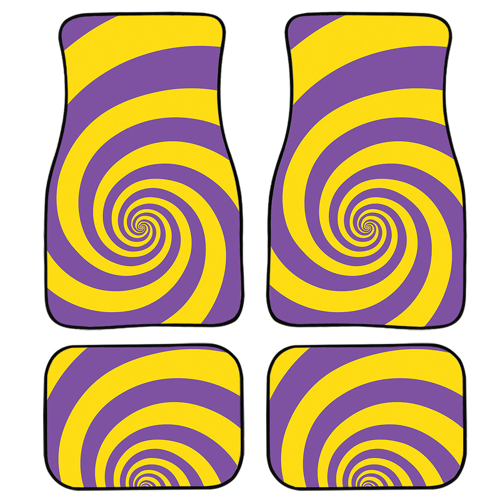 Purple And Yellow Spiral Illusion Print Front And Back Car Floor Mats/ Front Car Mat
