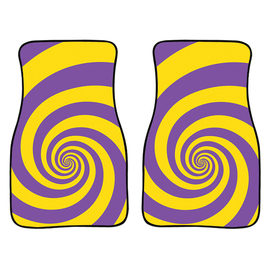 Purple And Yellow Spiral Illusion Print Front And Back Car Floor Mats/ Front Car Mat