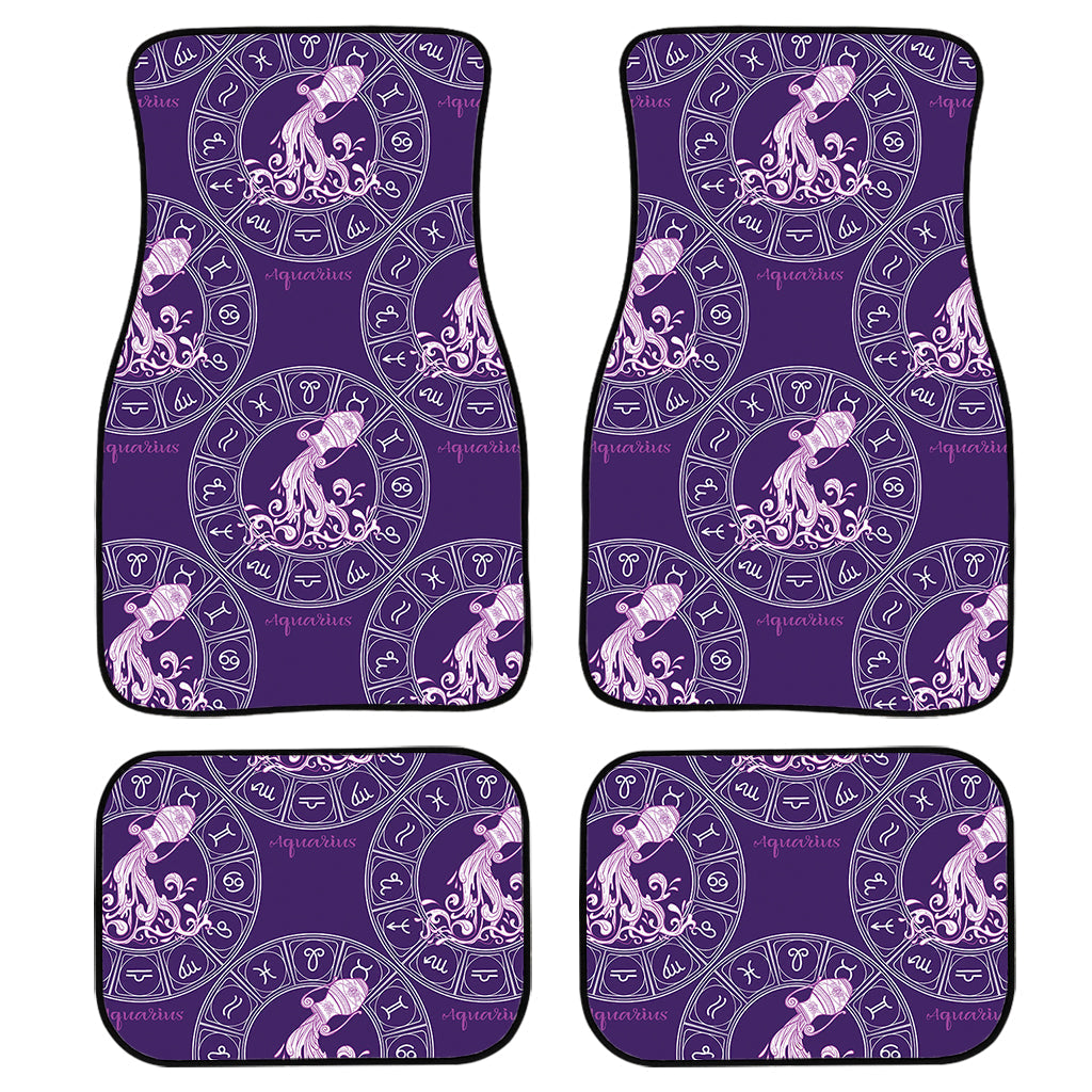 Purple Aquarius Zodiac Pattern Print Front And Back Car Floor Mats/ Front Car Mat