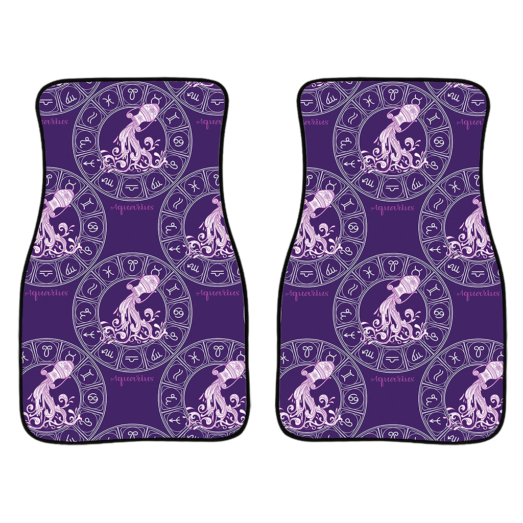Purple Aquarius Zodiac Pattern Print Front And Back Car Floor Mats/ Front Car Mat