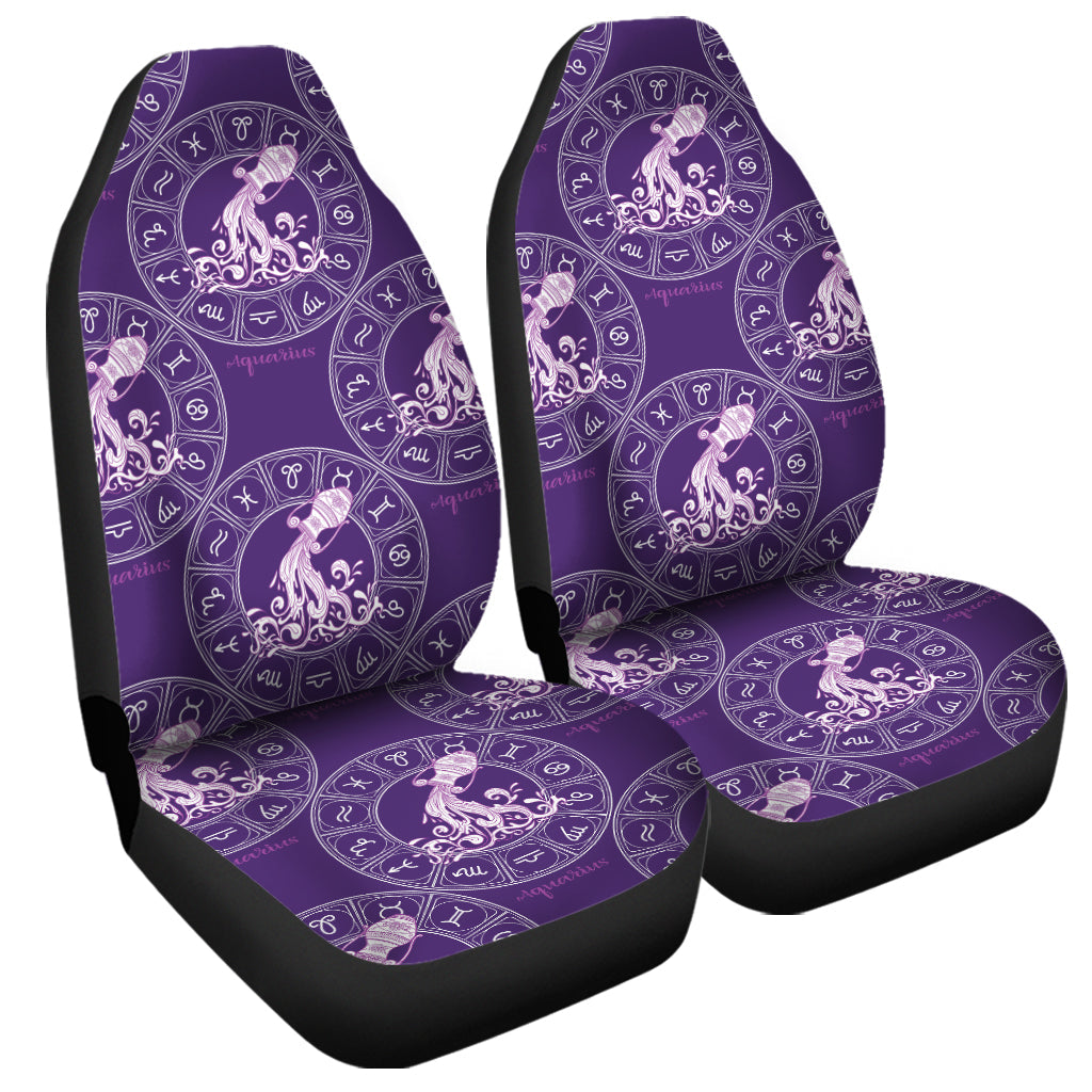 Purple Aquarius Zodiac Pattern Print Universal Fit Car Seat Covers