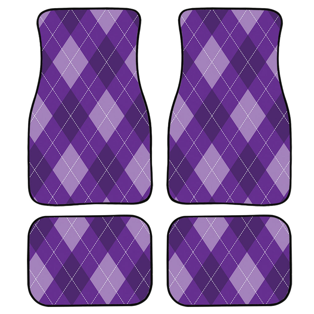 Purple Argyle Pattern Print Front And Back Car Floor Mats/ Front Car Mat
