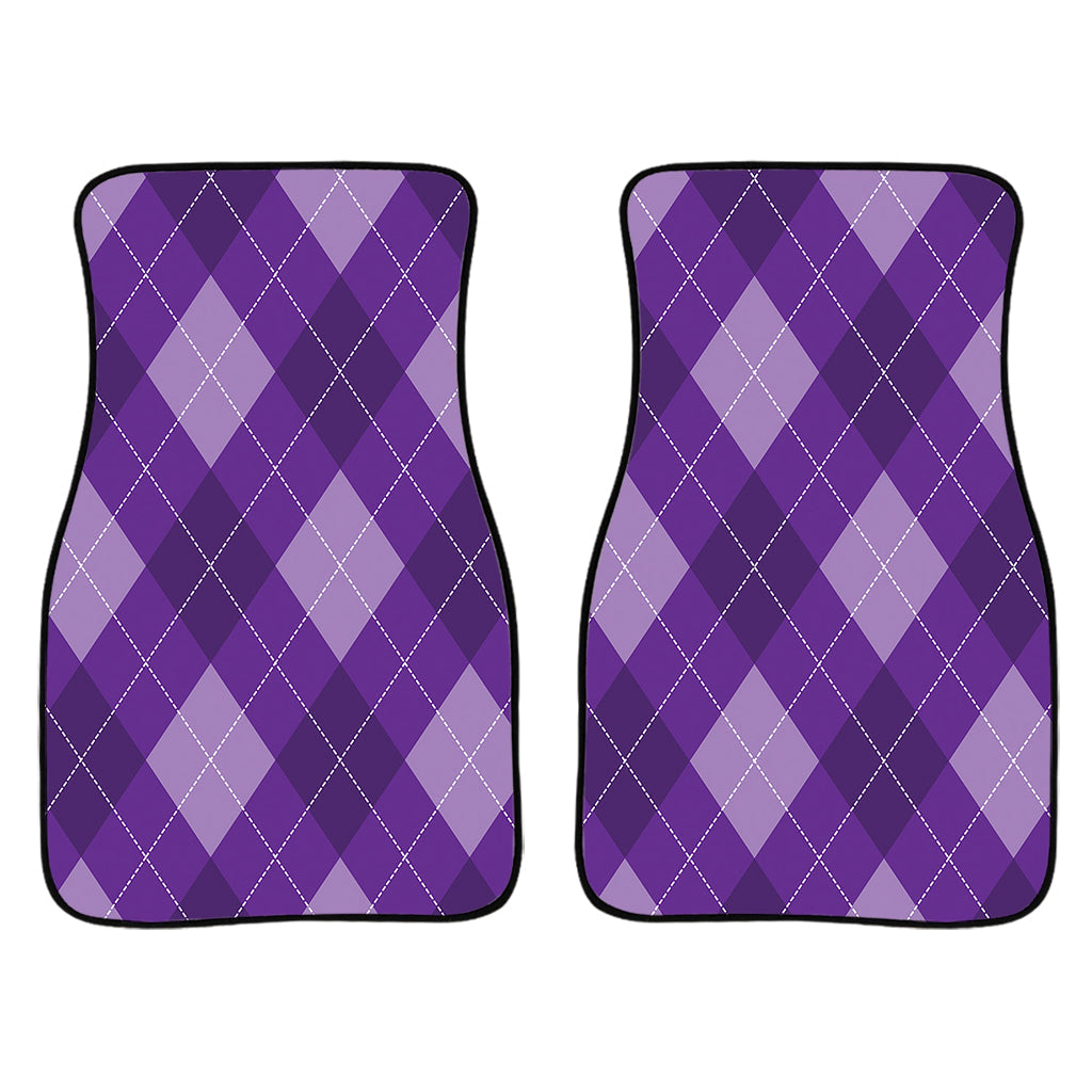 Purple Argyle Pattern Print Front And Back Car Floor Mats/ Front Car Mat