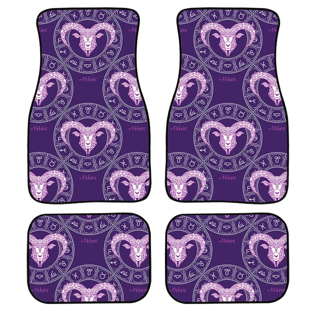 Purple Aries Zodiac Pattern Print Front And Back Car Floor Mats/ Front Car Mat