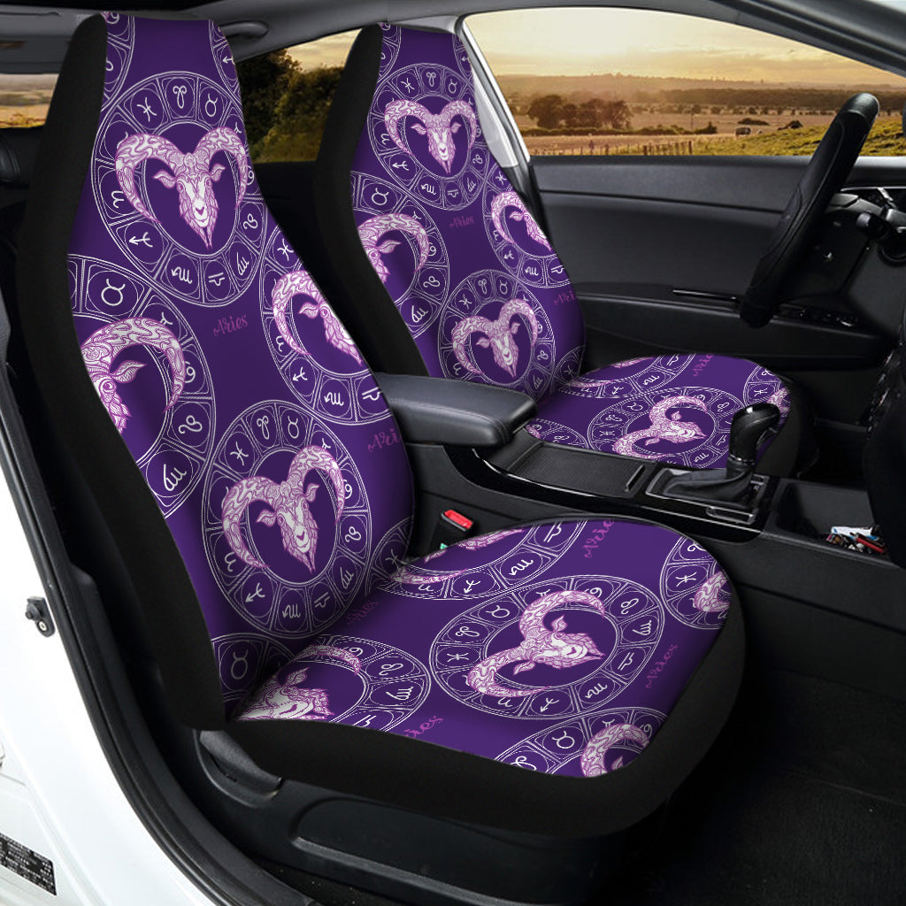 Purple Aries Zodiac Pattern Print Universal Fit Car Seat Covers