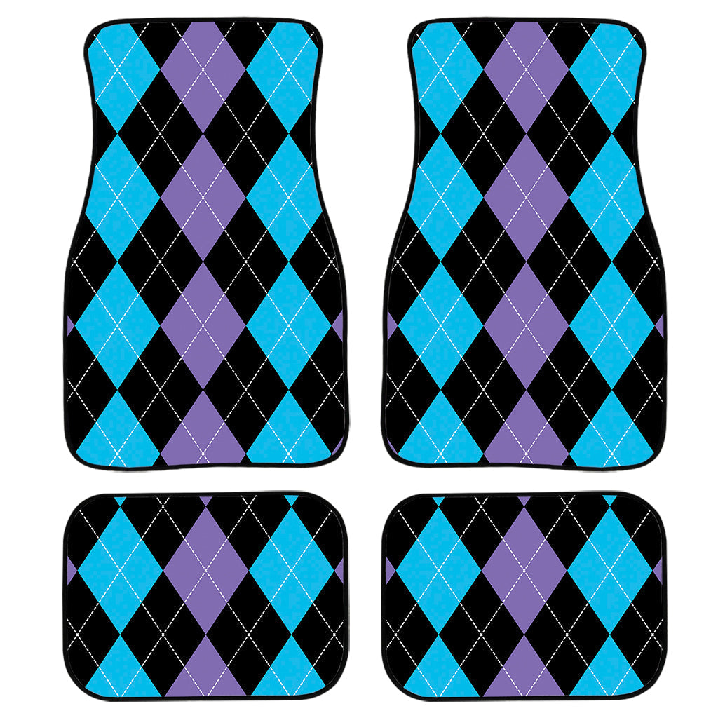 Purple Black And Blue Argyle Print Front And Back Car Floor Mats/ Front Car Mat