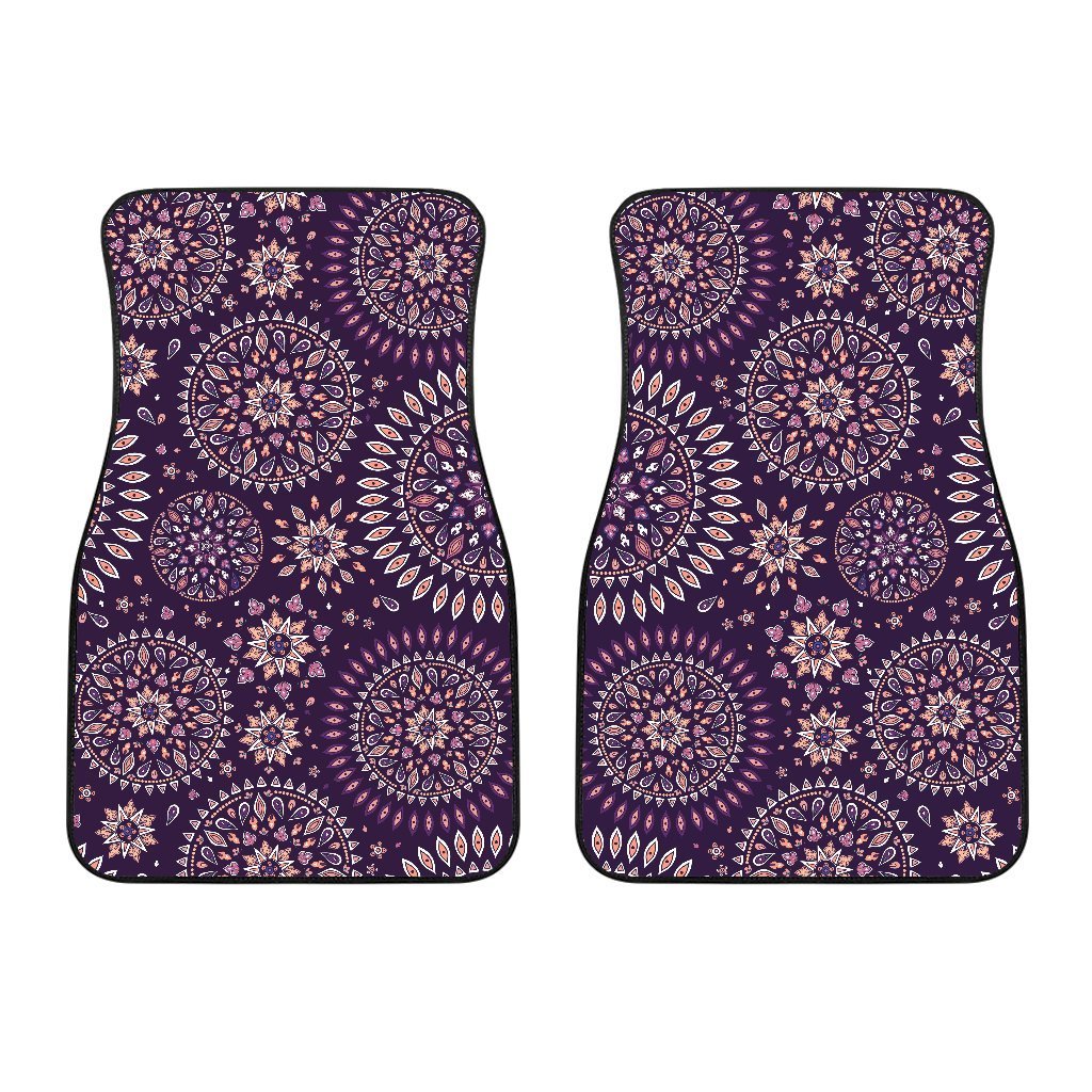 Purple Bohemian Mandala Pattern Print Front And Back Car Floor Mats/ Front Car Mat