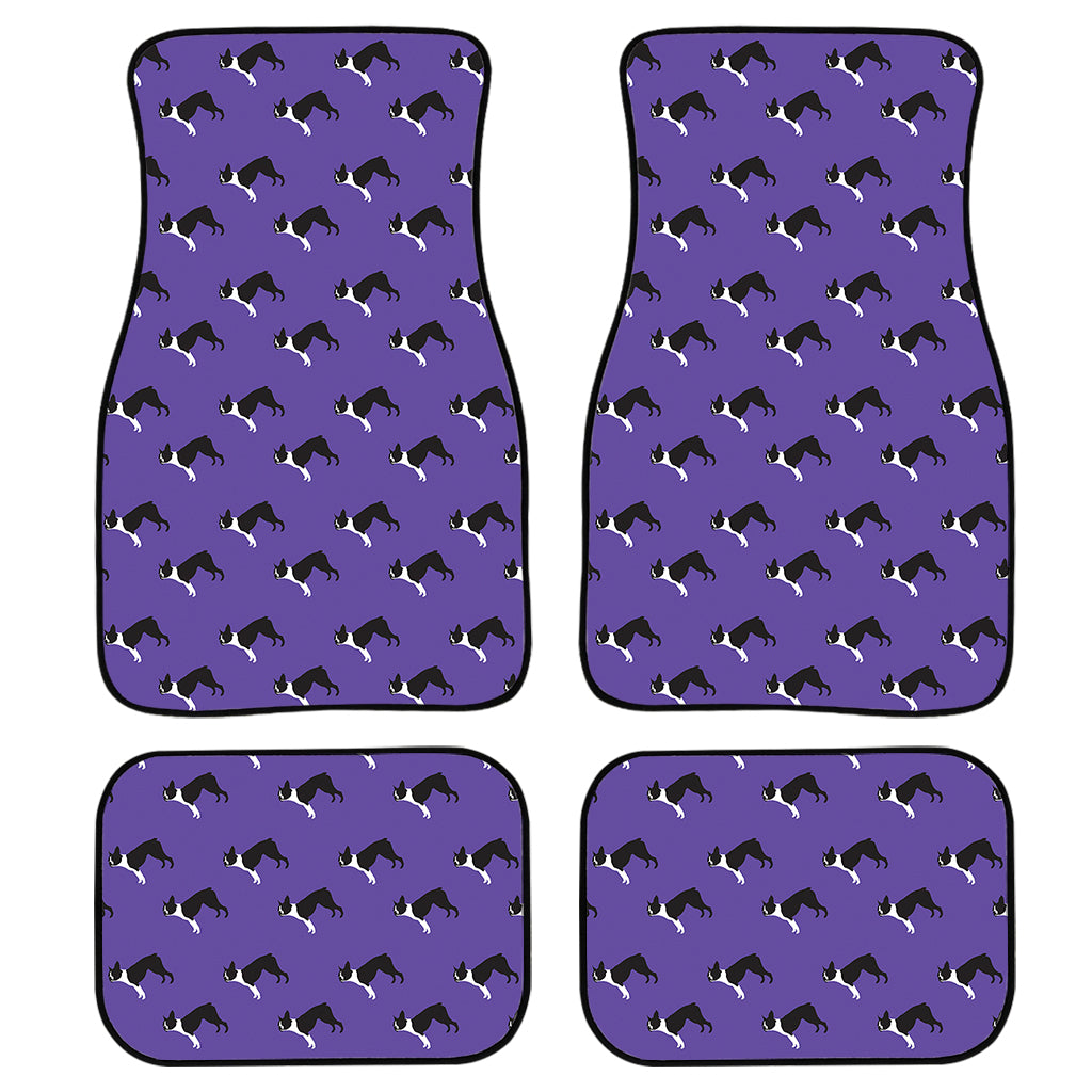 Purple Boston Terrier Pattern Print Front And Back Car Floor Mats/ Front Car Mat