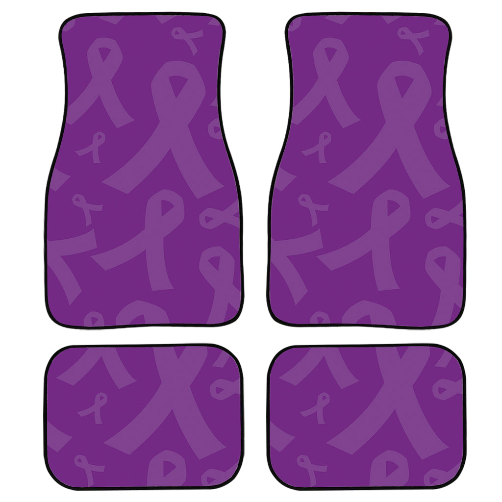 Purple Cancer Awareness Ribbon Print Front And Back Car Floor Mats/ Front Car Mat