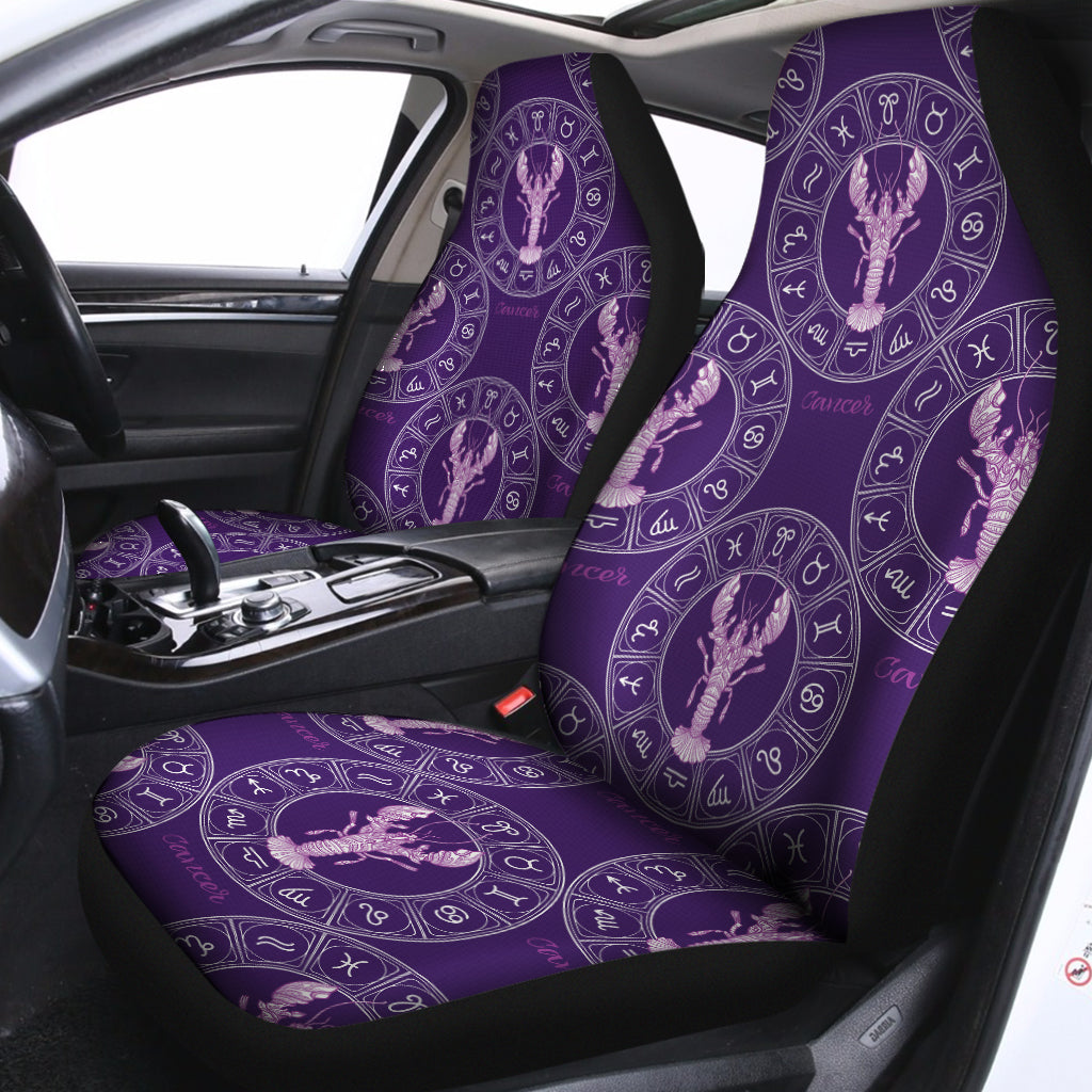 Purple Cancer Zodiac Pattern Print Universal Fit Car Seat Covers