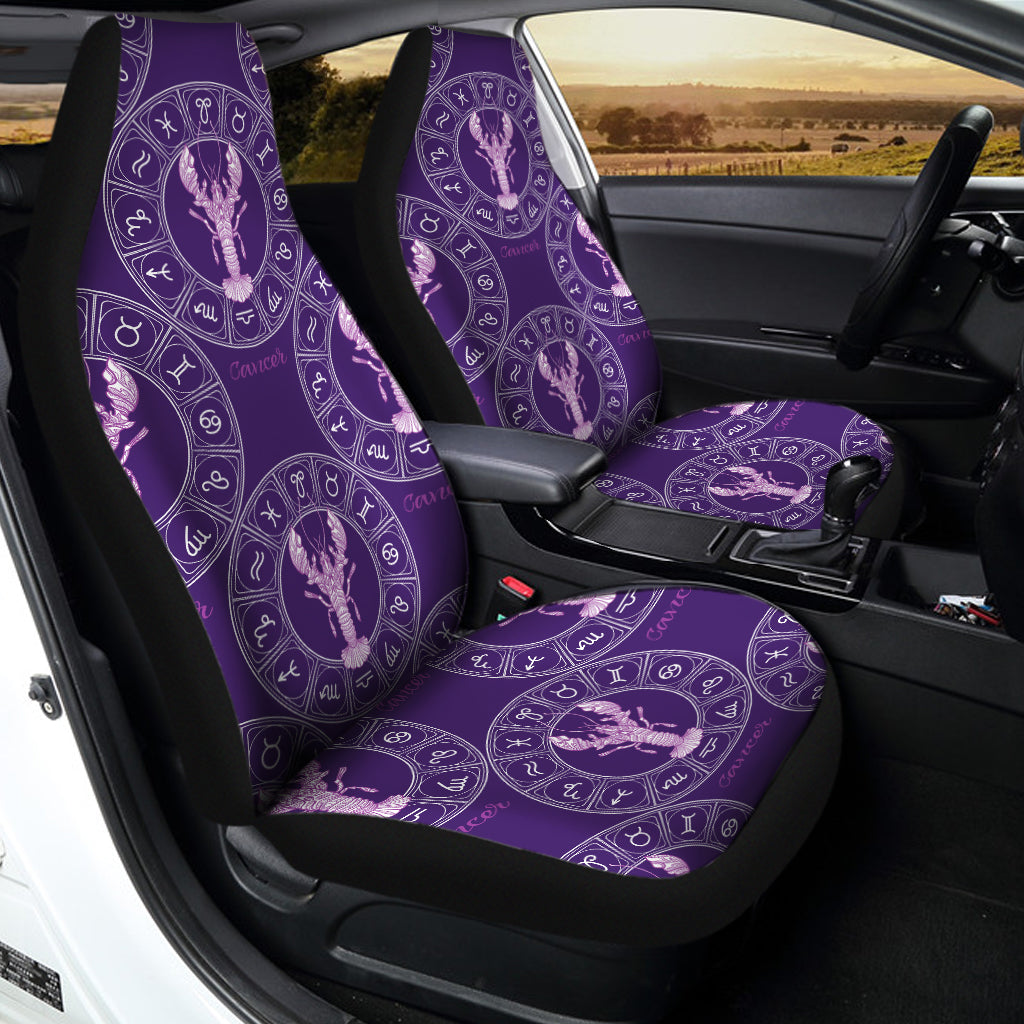 Purple Cancer Zodiac Pattern Print Universal Fit Car Seat Covers