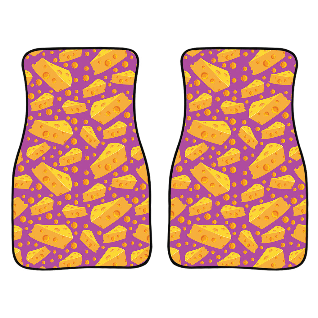 Purple Cheese And Holes Pattern Print Front And Back Car Floor Mats/ Front Car Mat