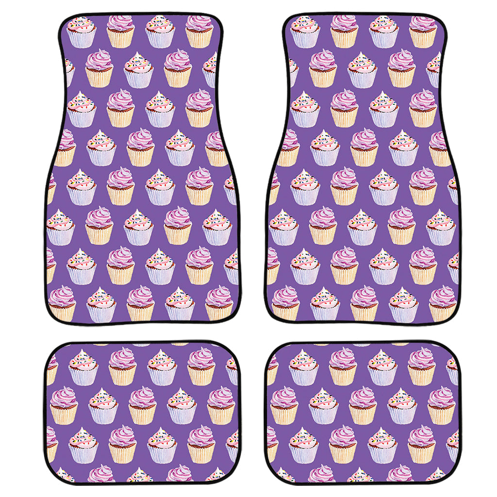 Purple Cupcake Pattern Print Front And Back Car Floor Mats/ Front Car Mat